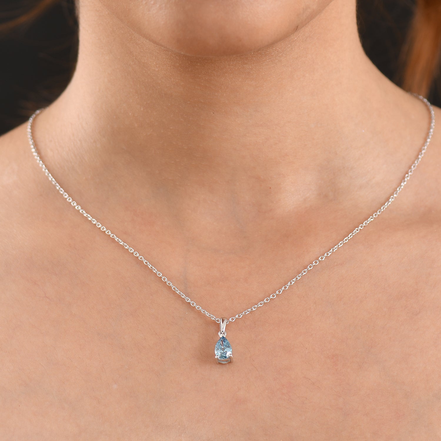 LUXURIANT DIAMOND - Lab Grown Blauer Diamant SI Schmuckset ca. 45 cm 925 Silber Rhodiniert ca. 1,04 ct.