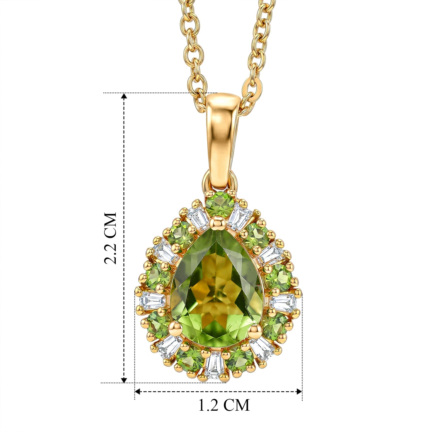 EVER TRUE AA Natürlicher Peridot Anhänger mit Kette, ca. 50 cm ca. 2.32 ct