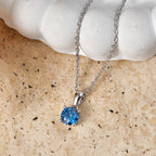 LUXURIANT SI-GH Labor blauer Diamant Solitär Anhänger mit 50cm Kette, 925 Silber rhodiniert - 1 ct.