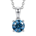 LUXURIANT SI-GH Labor blauer Diamant Solitär Anhänger mit 50cm Kette, 925 Silber rhodiniert - 1 ct.