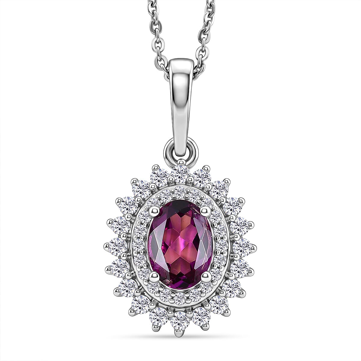 D'Joy AAA Radiant Ember Granat, Moissanit Schmuckset ca. 45 cm 925 Silber Rhodiniert ca. 1,54 ct.
