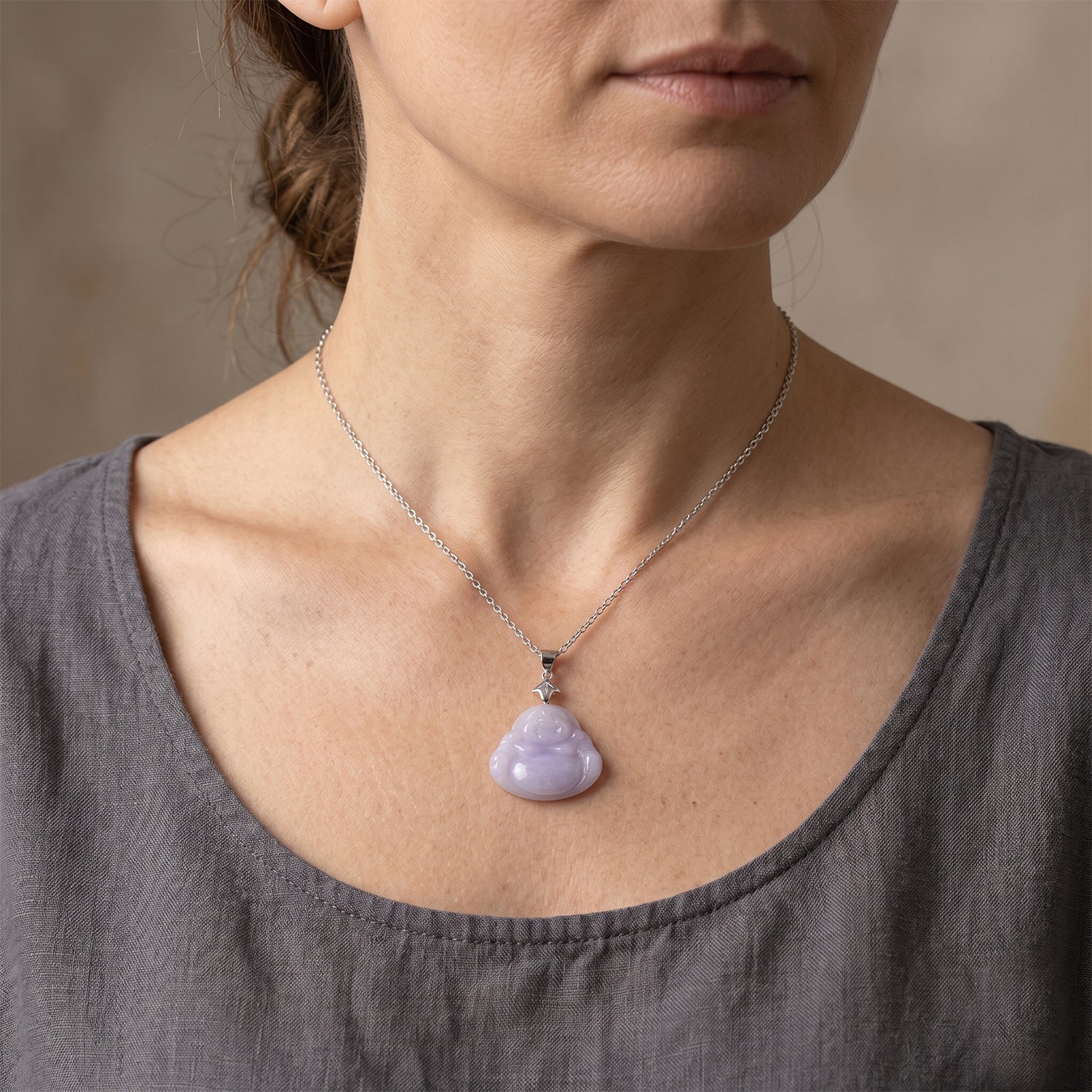 D'Joy AAAA Jade Anhänger mit Kette, ca. 50 cm 925 Silber Rhodiniert ca. 20,00 ct.