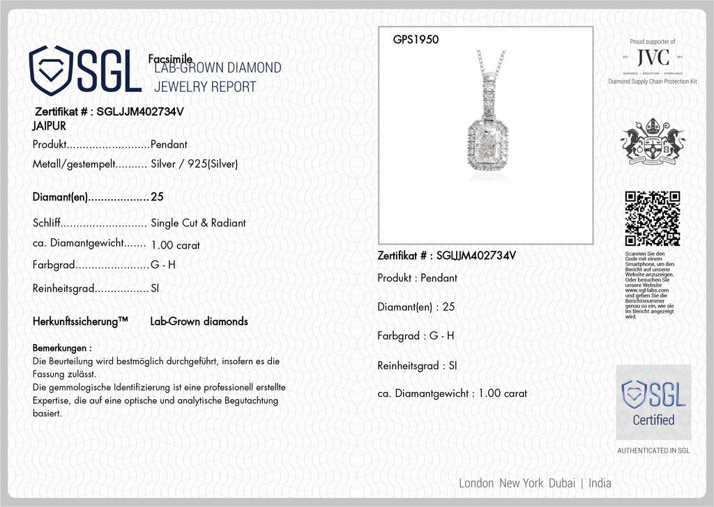 LUXURIANT DIAMOND - Lab Grown Diamant SI-GH Schmuckset ca. 50 cm 925 Silber Rhodiniert ca. 1,00 ct.