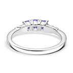 EVER TRUE 2er Set Tansanit Anhänger mit Kette und Ring, Edelstahl, ca. 50 cm (Größe 17.00) ca. 1.12 ct