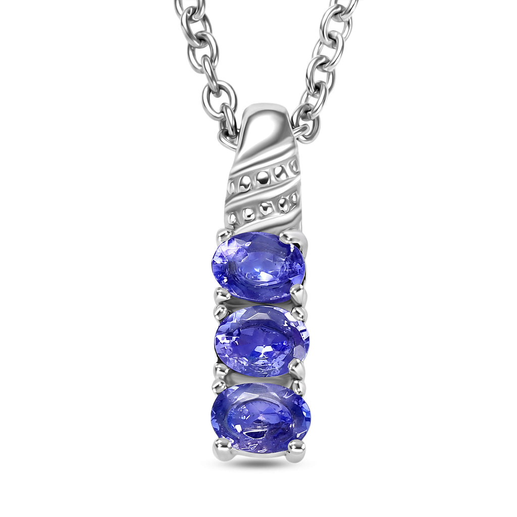 EVER TRUE 2er Set Tansanit Anhänger mit Kette und Ring, Edelstahl, ca. 50 cm (Größe 17.00) ca. 1.12 ct
