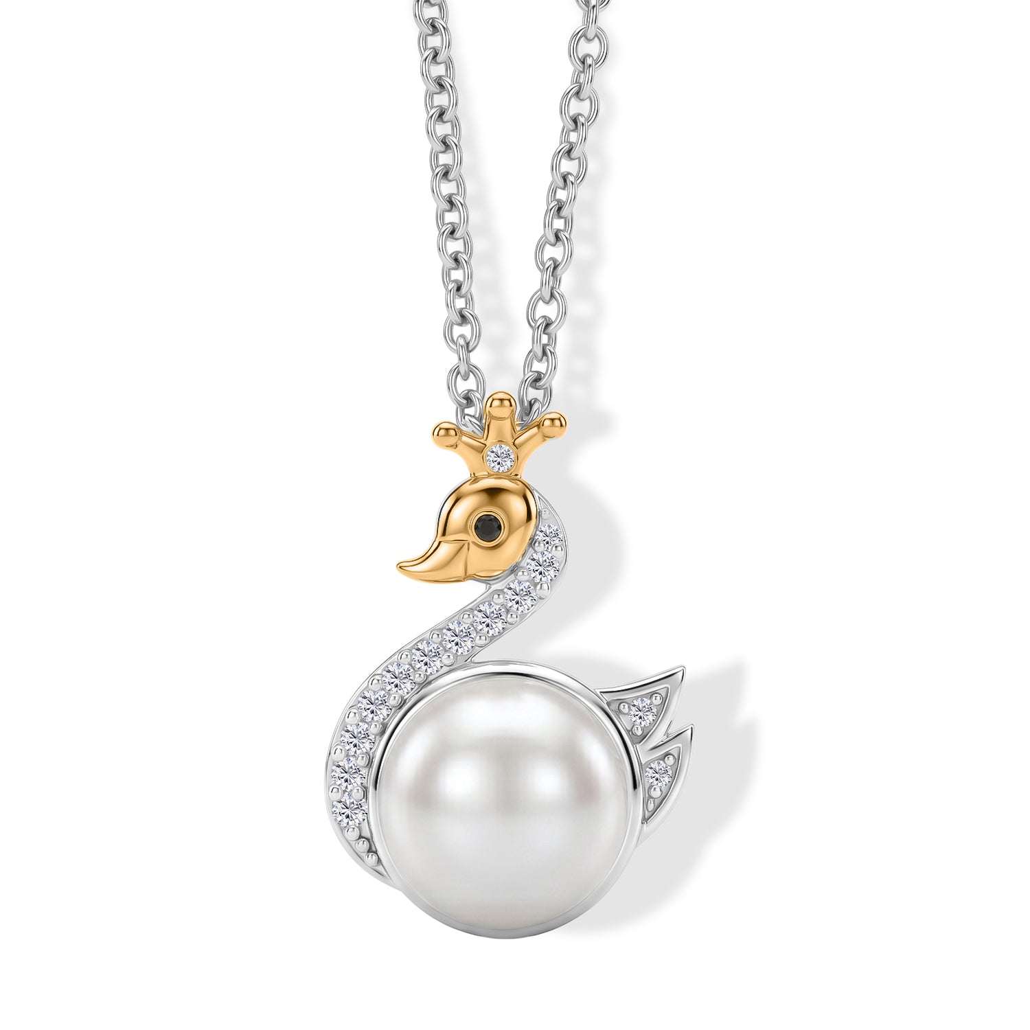 EVER TRUE Süßwasser Perle (9.5 mm), Weißer Zirkon Anhänger mit Kette, ca. 50 cm 4.69 ct