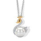 EVER TRUE Süßwasser Perle (9.5 mm), Weißer Zirkon Anhänger mit Kette, ca. 50 cm 4.69 ct