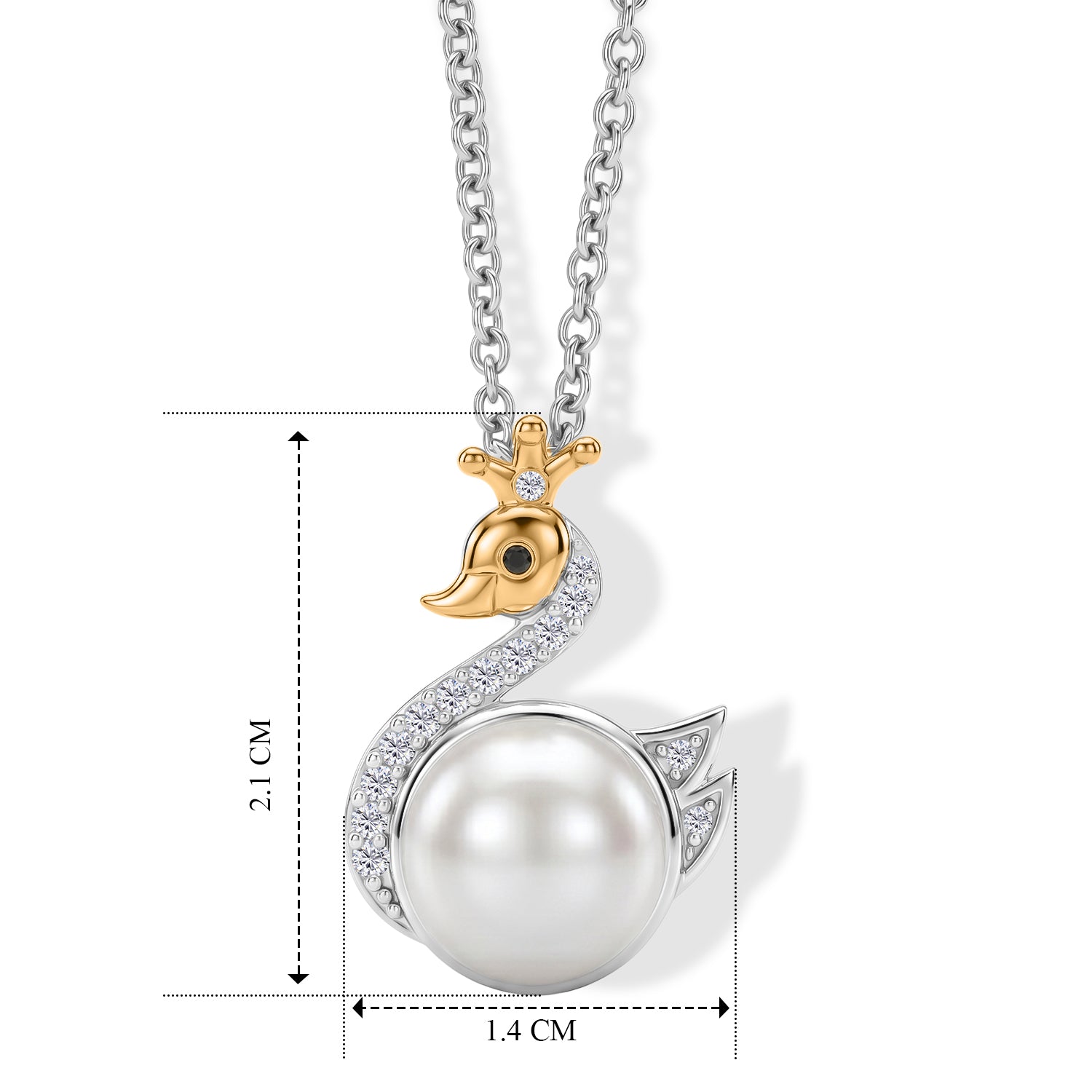 EVER TRUE Süßwasser Perle (9.5 mm), Weißer Zirkon Anhänger mit Kette, ca. 50 cm 4.69 ct