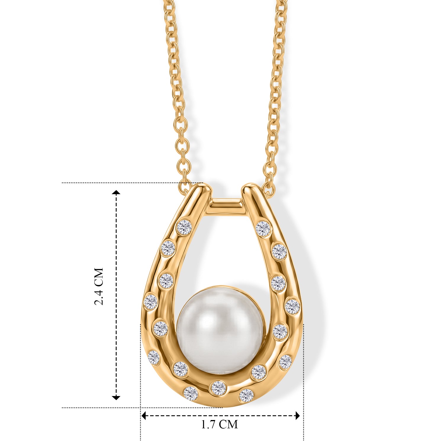 EVER TRUE Pfirsich-Süßwasser Perle (9-9.5 mm), Weißer Zirkon Schmuckset ca. 50 cm