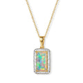 D'Joy AAA Natürlicher, äthiopischer Welo Opal, Weißer Diamant Schmuckset ca. 50 cm 925 Silber 750 Gelbgold vermeil ca. 2,08 ct.