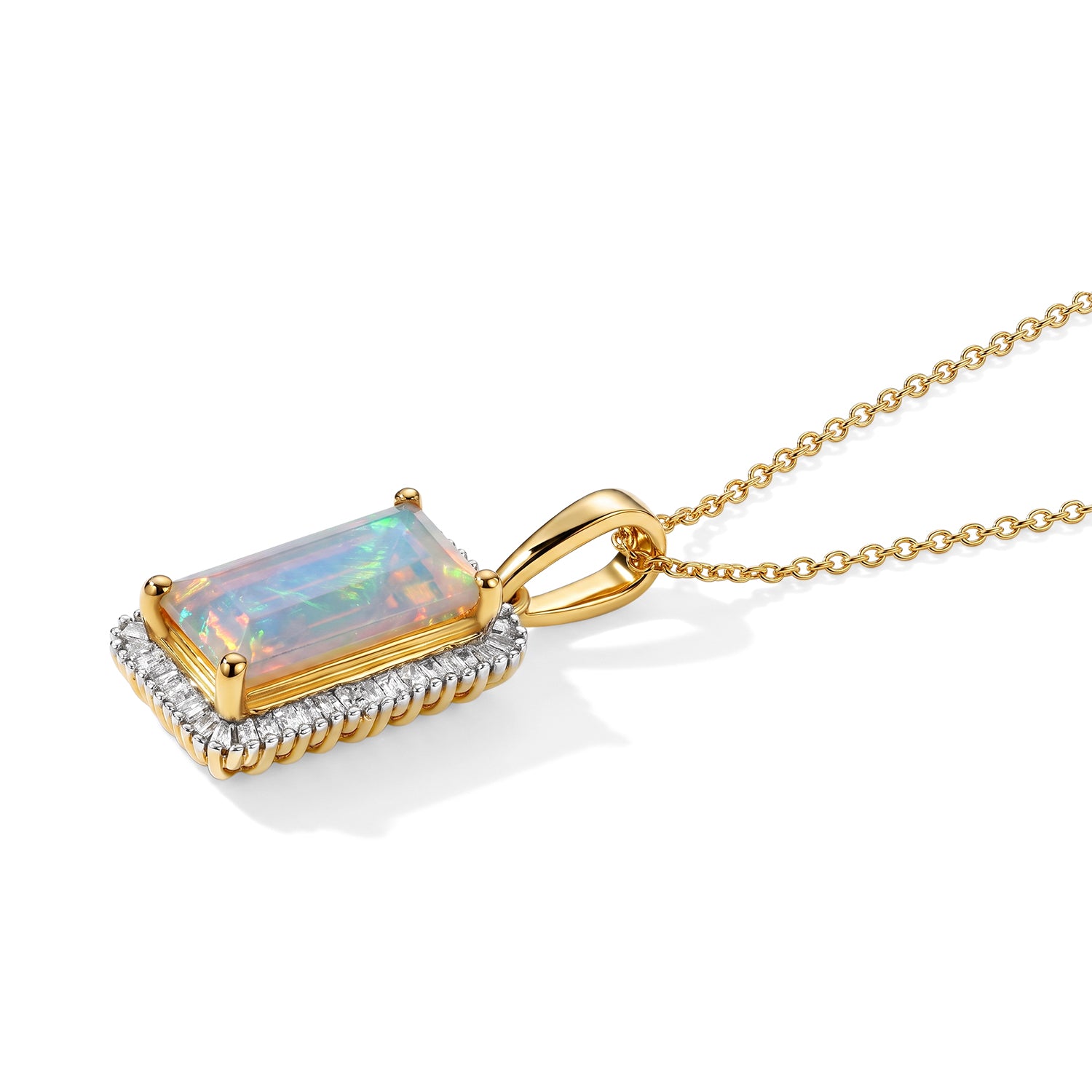 D'Joy AAA Natürlicher, äthiopischer Welo Opal, Weißer Diamant Schmuckset ca. 50 cm 925 Silber 750 Gelbgold vermeil ca. 2,08 ct.