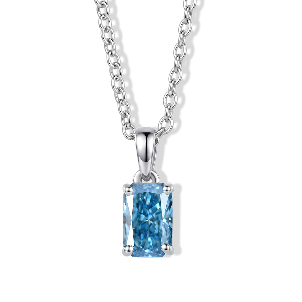 LUXURIANT DIAMOND - Lab Grown Blauer Diamant SI Schmuckset ca. 50 cm 925 Silber Rhodiniert ca. 1,03 ct.