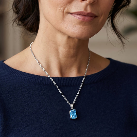 LUXURIANT DIAMOND - Lab Grown Blauer Diamant SI Schmuckset ca. 50 cm 925 Silber Rhodiniert ca. 1.03 ct