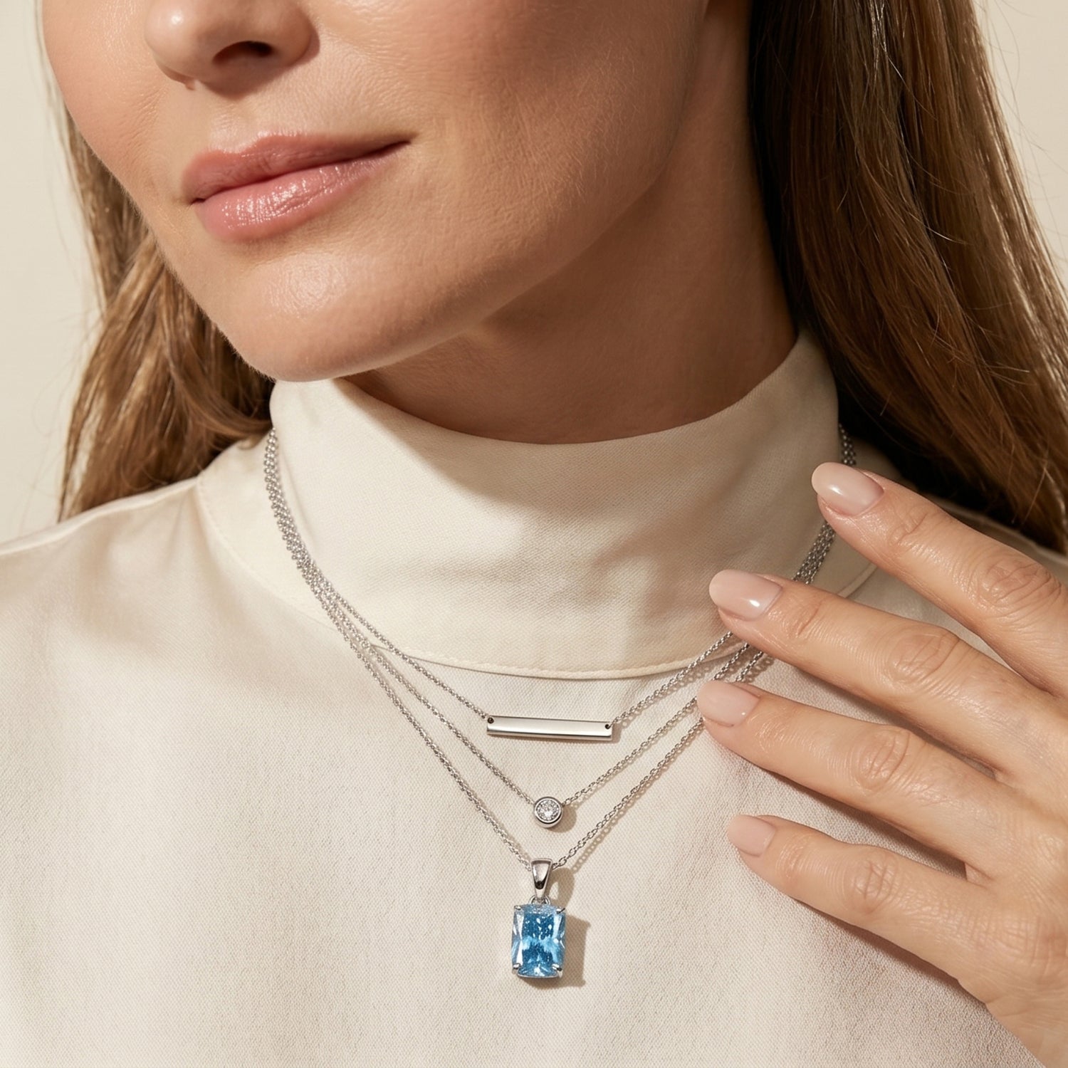 LUXURIANT DIAMOND - Lab Grown Blauer Diamant SI Schmuckset ca. 50 cm 925 Silber Rhodiniert ca. 1.03 ct