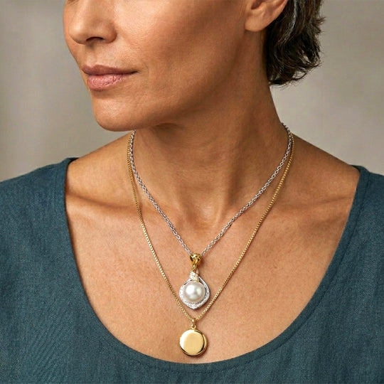 EVER TRUE Süßwasser Perle (9-9.5 mm), Weißer Zirkon Anhänger mit Kette, ca. 50 cm 4.77 ct