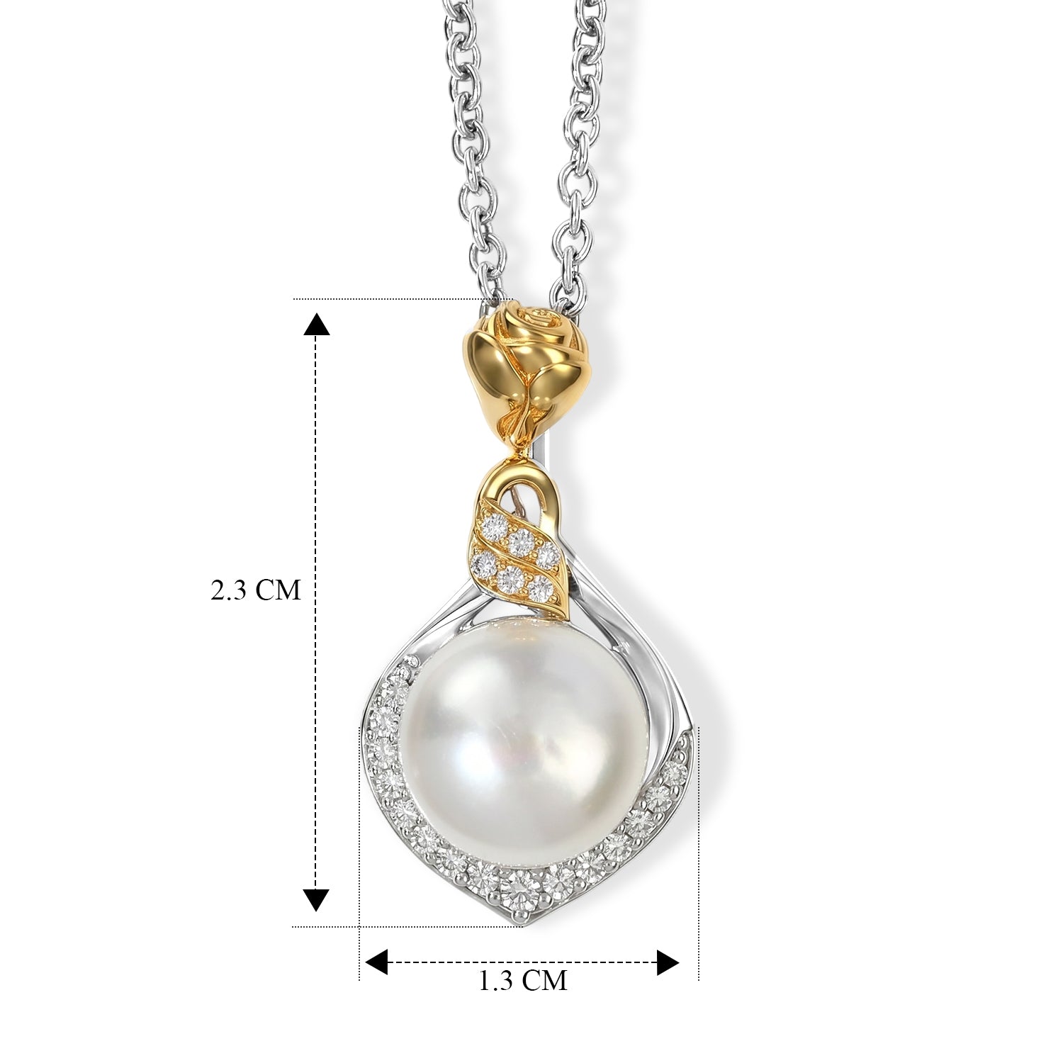 EVER TRUE Süßwasser Perle (9-9.5 mm), Weißer Zirkon Anhänger mit Kette, ca. 50 cm 4.77 ct