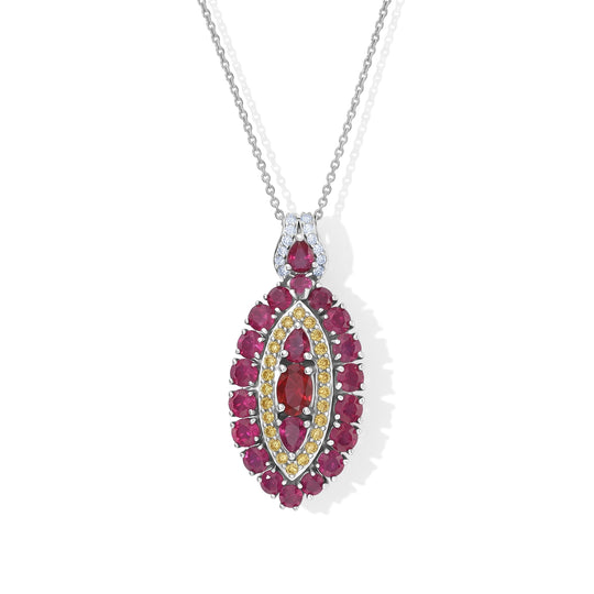 D'Joy Afrikanischer Rubin (Fissure gefüllt) Schmuckset ca. 50 cm 925 Silber Rhodiniert ca. 4.99 ct