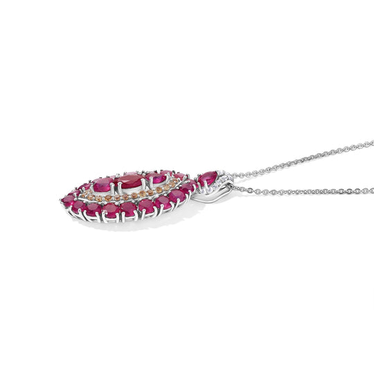 D'Joy Afrikanischer Rubin (Fissure gefüllt) Schmuckset ca. 50 cm 925 Silber Rhodiniert ca. 4.99 ct