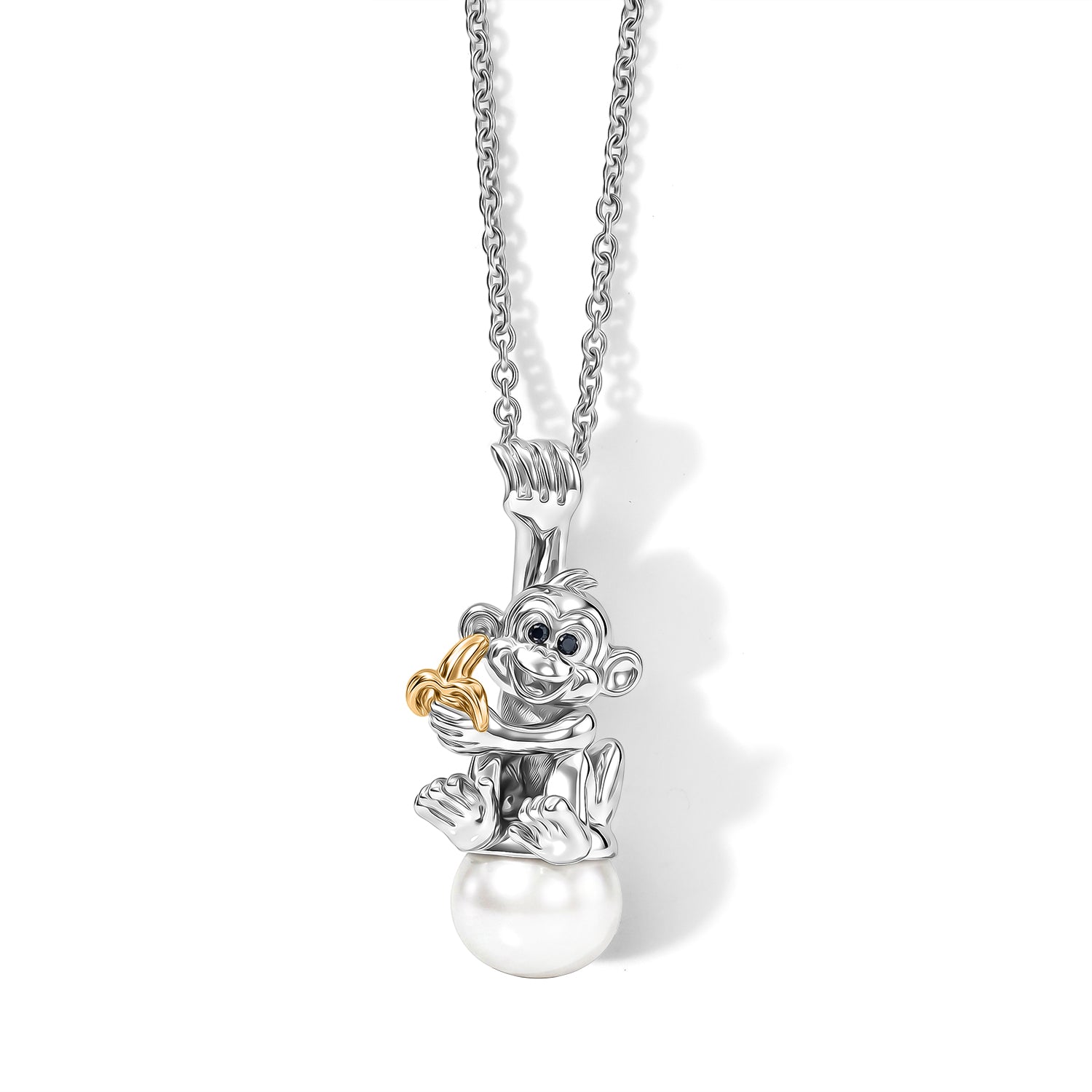 EVER TRUE Süßwasser Perle (9-9.5 mm), Schwarzer Spinell Anhänger mit Kette, ca. 50 cm 4.52 ct