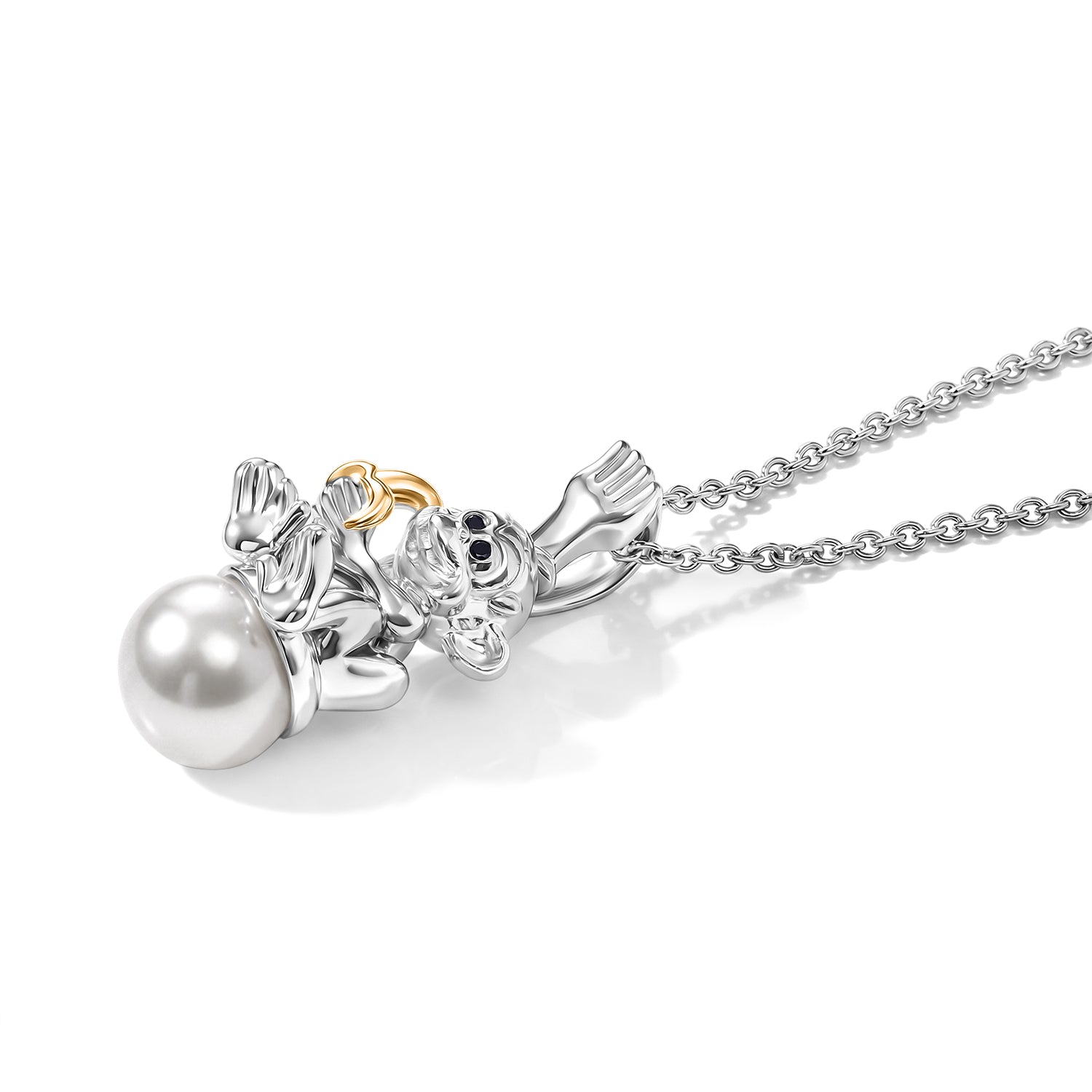 EVER TRUE Süßwasser Perle (9-9.5 mm), Schwarzer Spinell Anhänger mit Kette, ca. 50 cm 4.52 ct