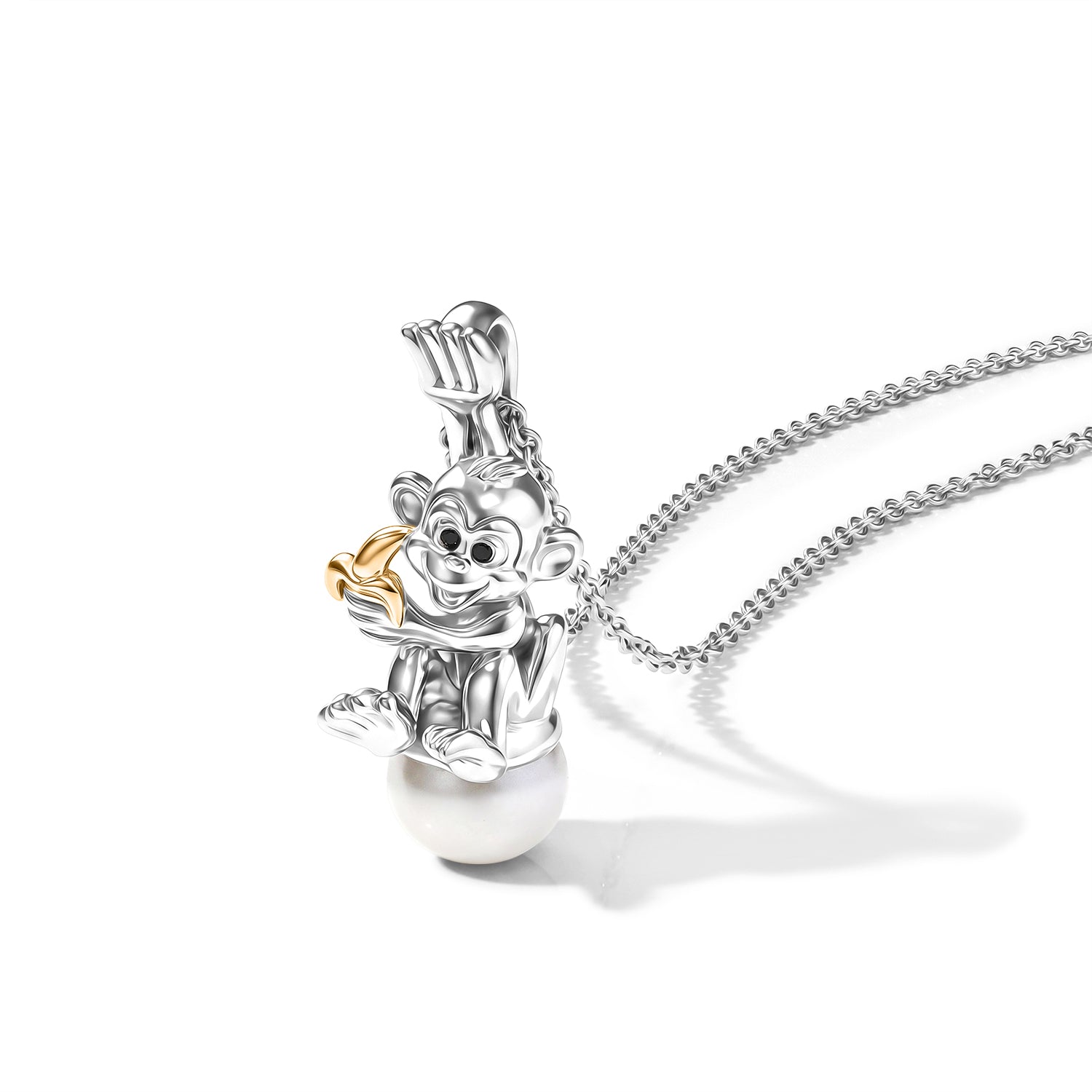 EVER TRUE Süßwasser Perle (9-9.5 mm), Schwarzer Spinell Anhänger mit Kette, ca. 50 cm 4.52 ct