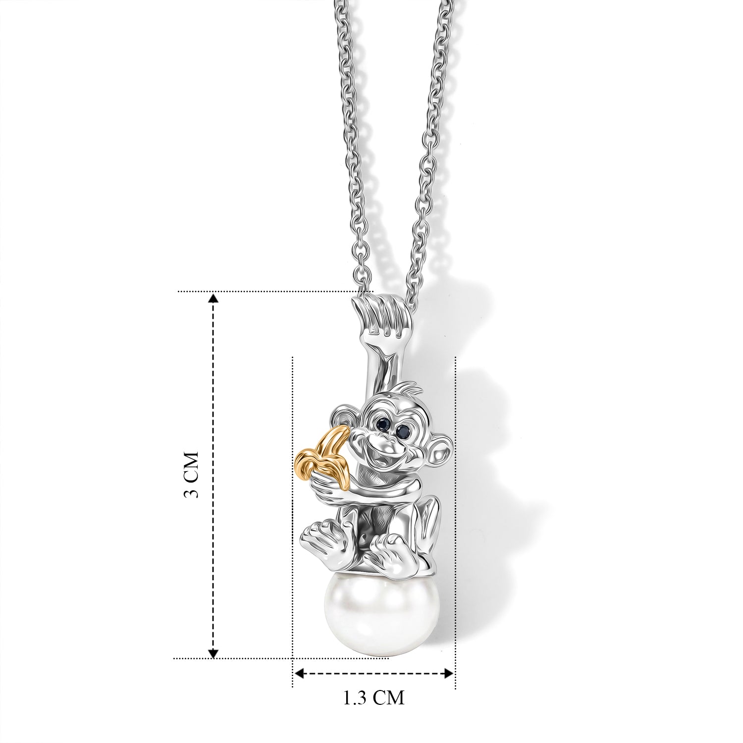 EVER TRUE Süßwasser Perle (9-9.5 mm), Schwarzer Spinell Anhänger mit Kette, ca. 50 cm 4.52 ct