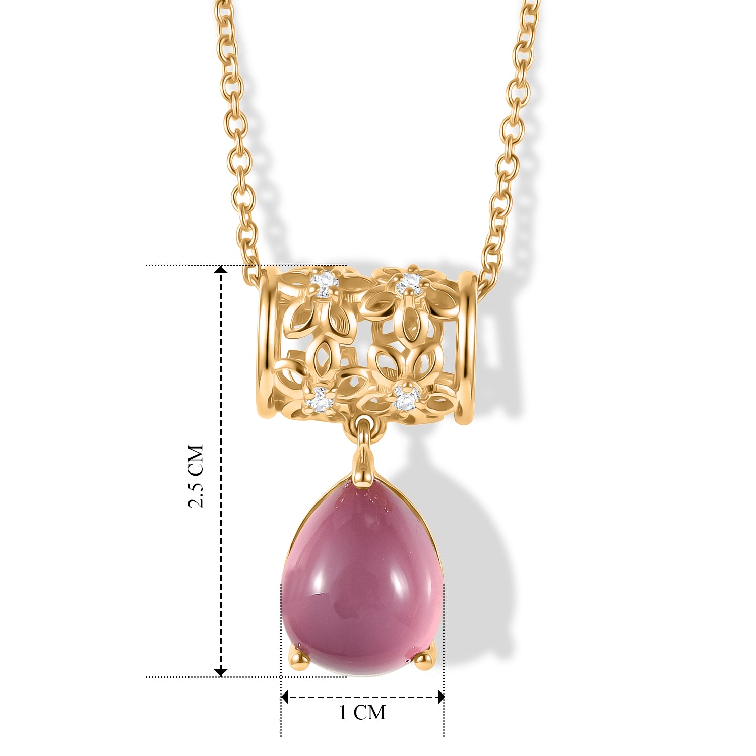 EVER TRUE Flamingo Mondstein, Weißer Zirkon Schmuckset ca. 50 cm Reine Bronze 750 Vergoldet und Edelstahl 750 Vergoldet ca. 5.08 ct