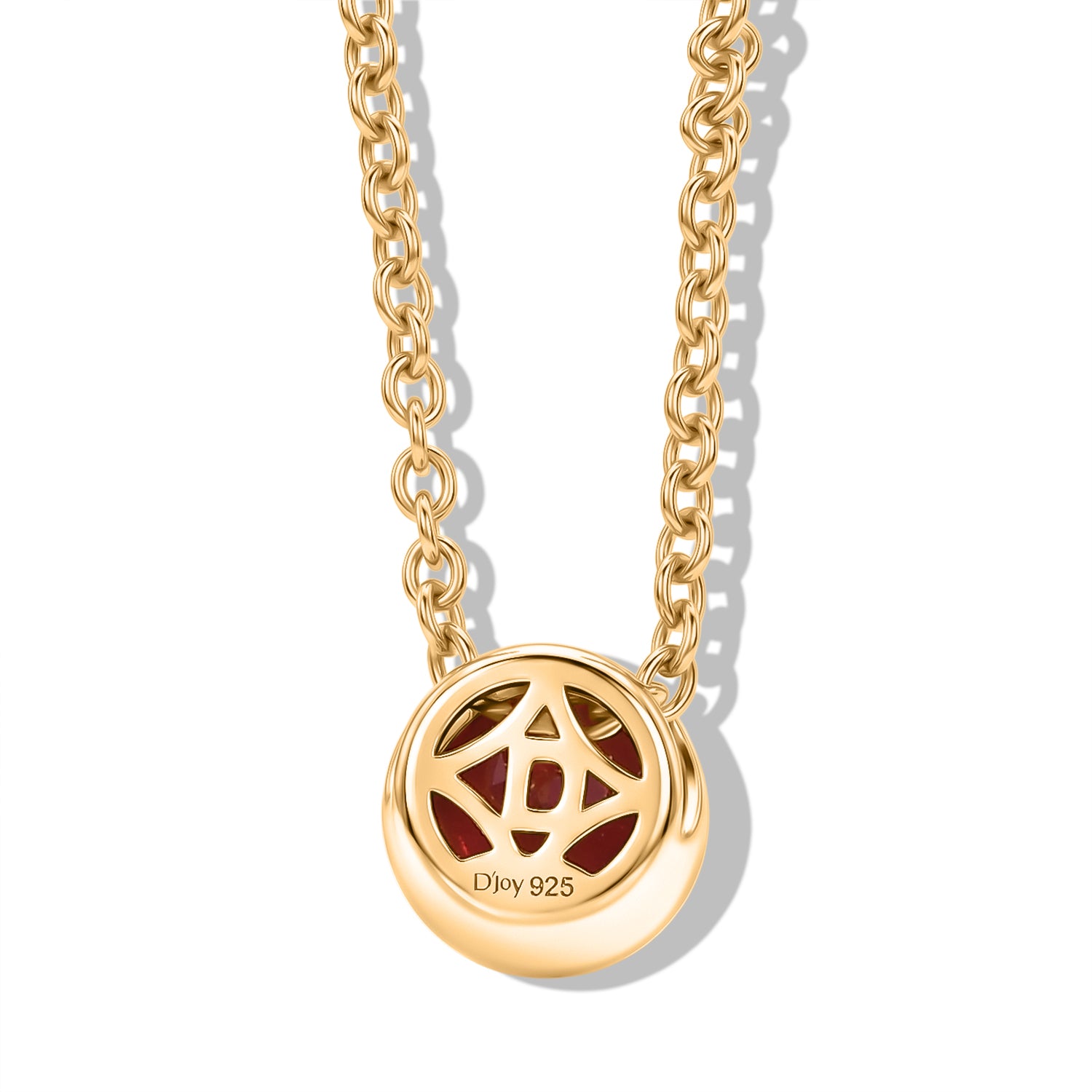 D'Joy Lab Grown Padparadscha-Saphir Anhänger mit Kette, ca. 50 cm 925 Silber 750 Gelbgold vermeil und Edelstahl 750 Gelbgold vermeil ca. 1.29 ct