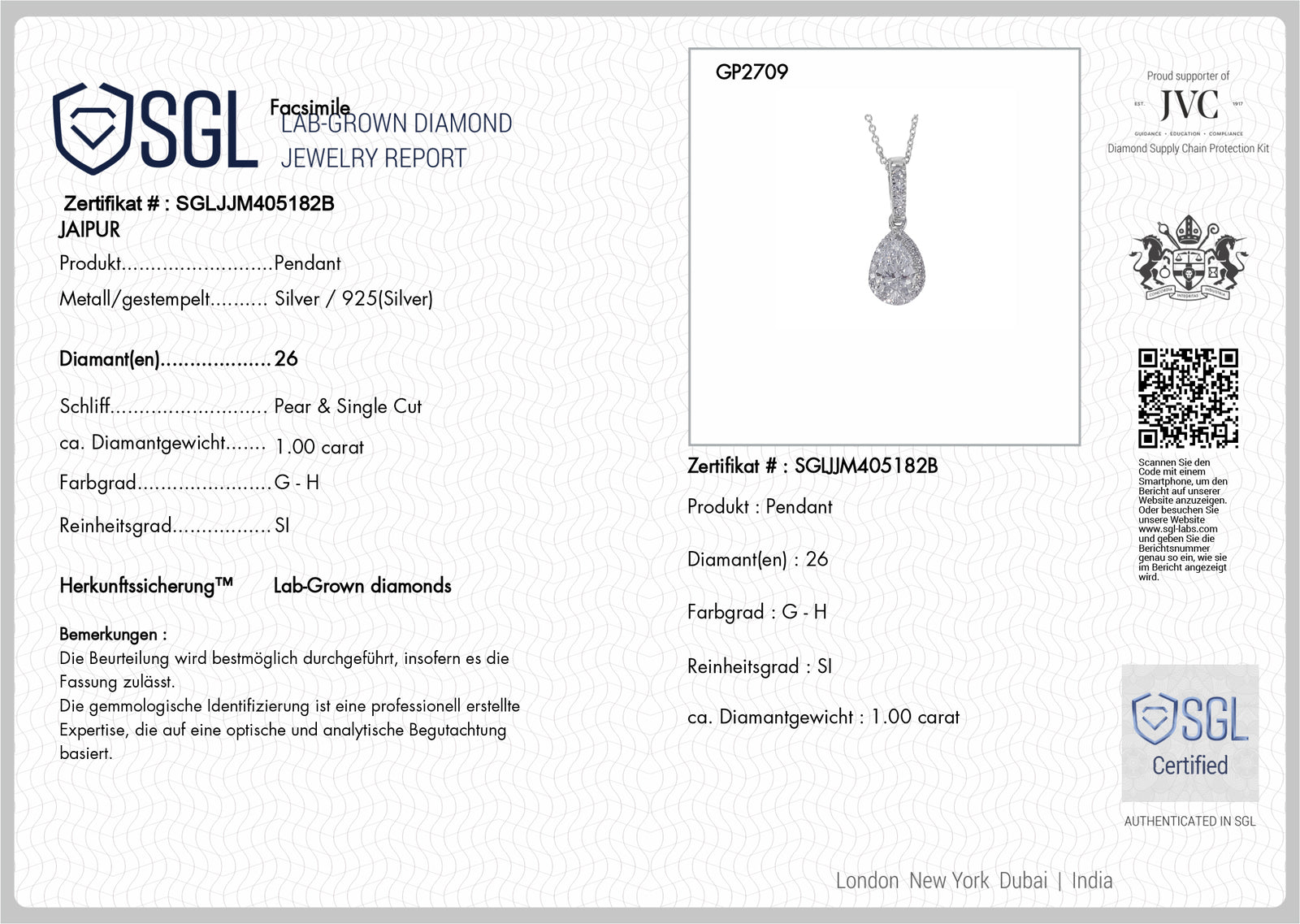 LUXURIANT DIAMOND - Lab Grown Diamant SI-GH Schmuckset ca. 50 cm 925 Silber Rhodiniert ca. 1.00 ct
