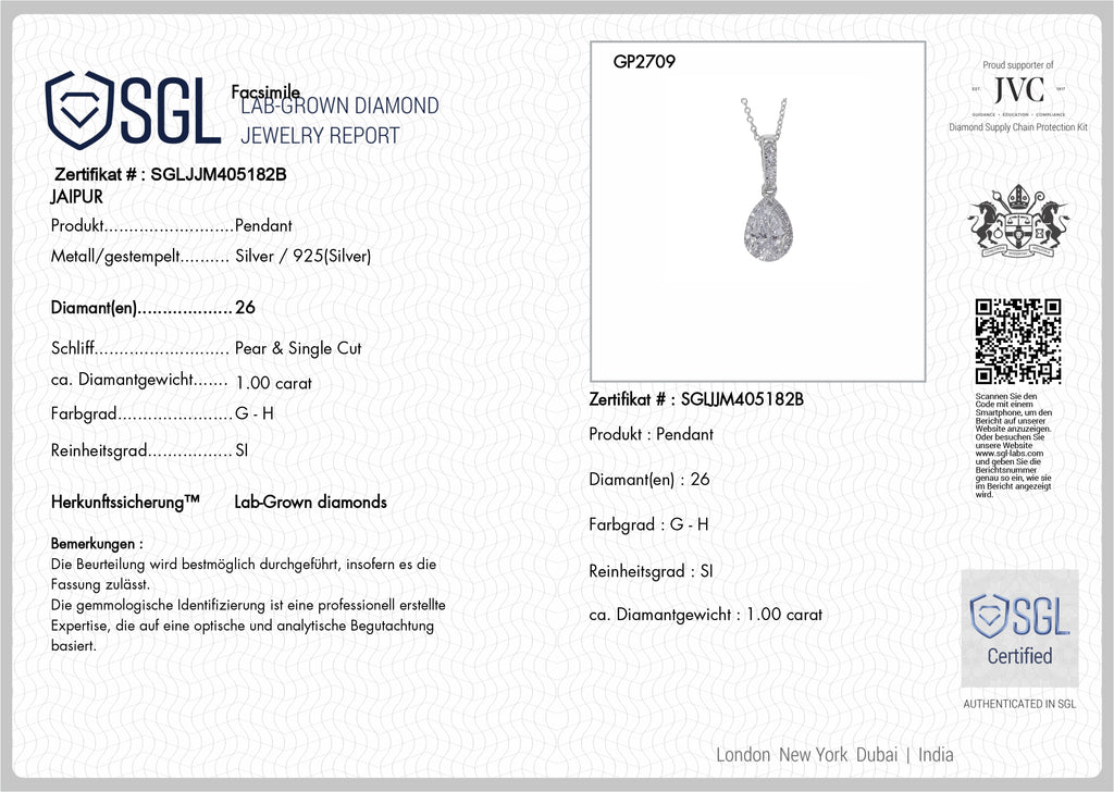 LUXURIANT DIAMOND - Lab Grown Diamant SI-GH Schmuckset ca. 50 cm 925 Silber Rhodiniert ca. 1,00 ct.