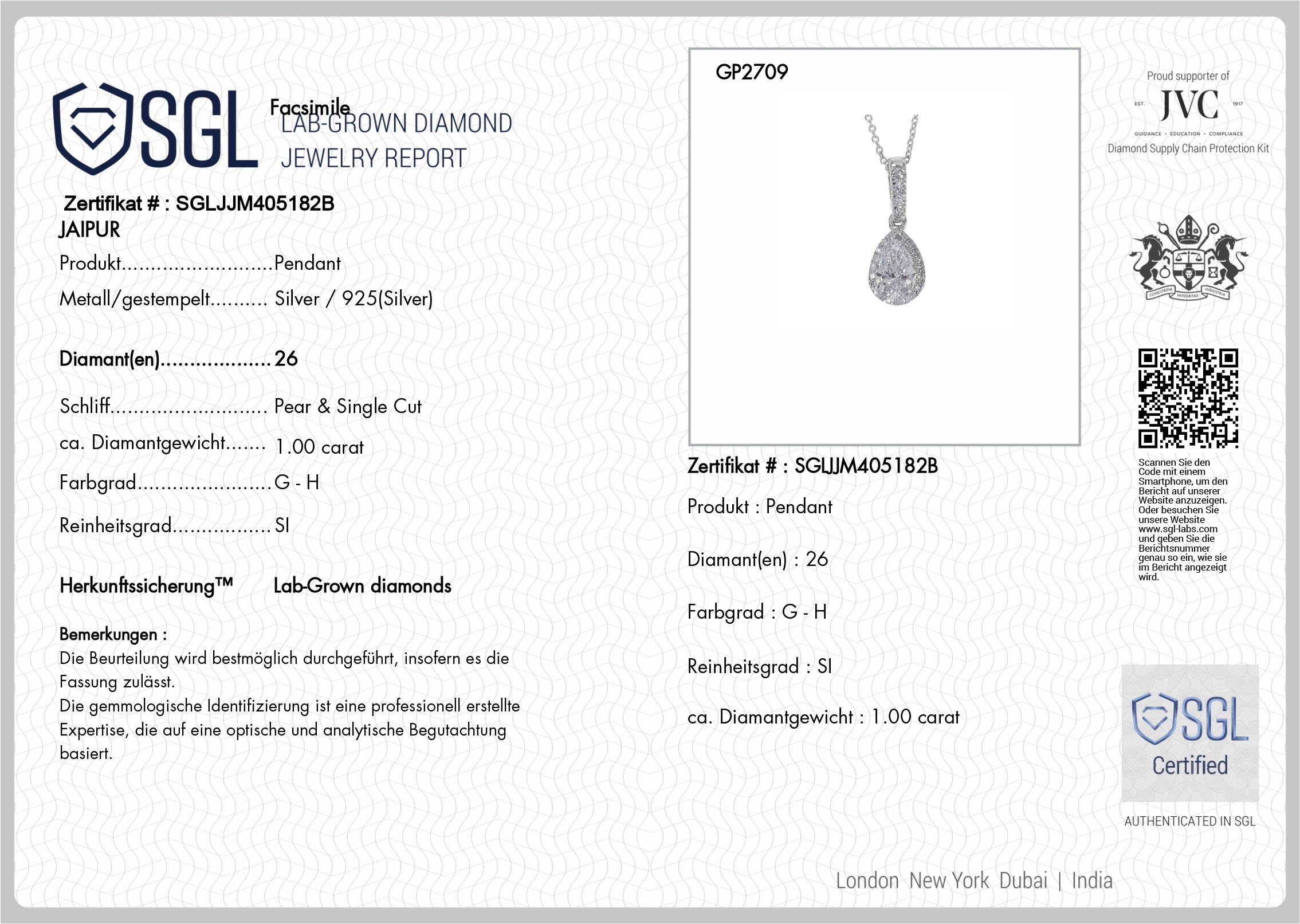LUXURIANT DIAMOND - Lab Grown Diamant SI-GH Schmuckset ca. 50 cm 925 Silber Rhodiniert ca. 1,00 ct.