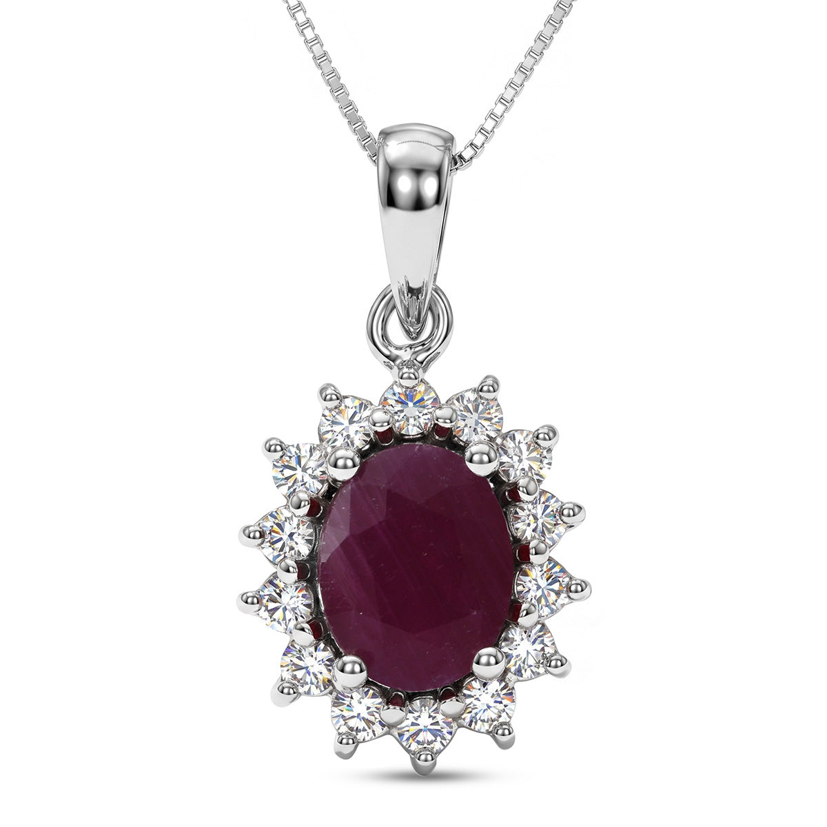 LUXURIANT DIAMOND - AA Burmesischer Rubin, Lab Grown Diamant Schmuckset ca. 45 cm 925 Silber Rhodiniert ca. 2,93 ct.
