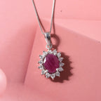 LUXURIANT DIAMOND - AA Burmesischer Rubin, Lab Grown Diamant Schmuckset ca. 45 cm 925 Silber Rhodiniert ca. 2,93 ct.