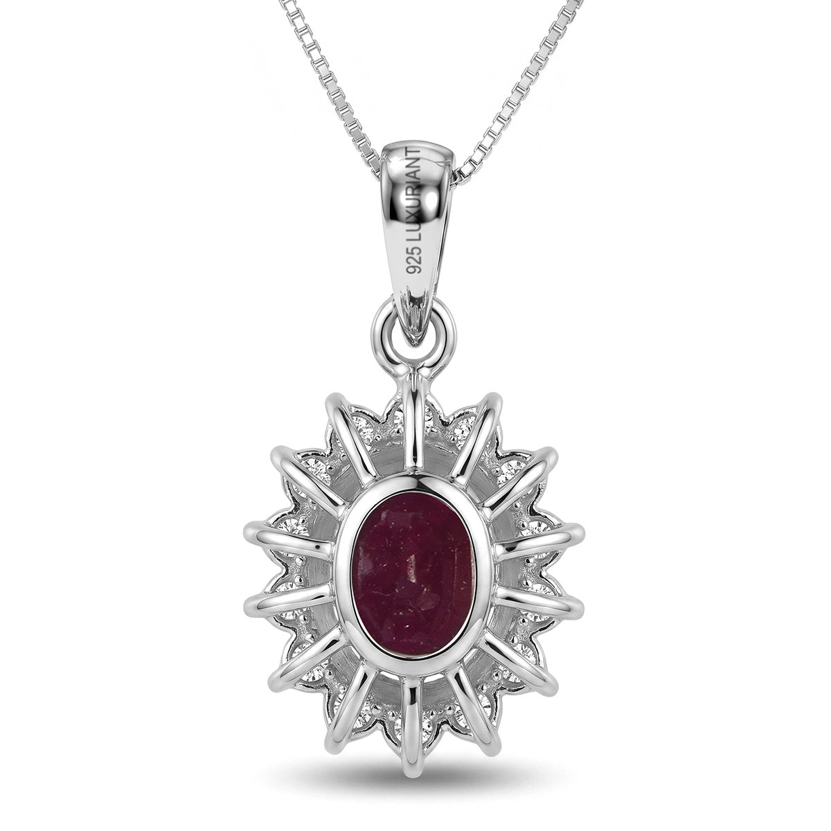 LUXURIANT DIAMOND - AA Burmesischer Rubin, Lab Grown Diamant Schmuckset ca. 45 cm 925 Silber Rhodiniert ca. 2,93 ct.