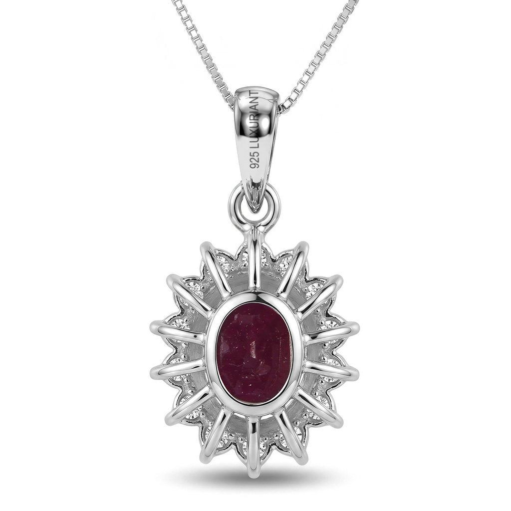 LUXURIANT DIAMOND - AA Burmesischer Rubin, Lab Grown Diamant Schmuckset ca. 45 cm 925 Silber Rhodiniert ca. 2,93 ct.