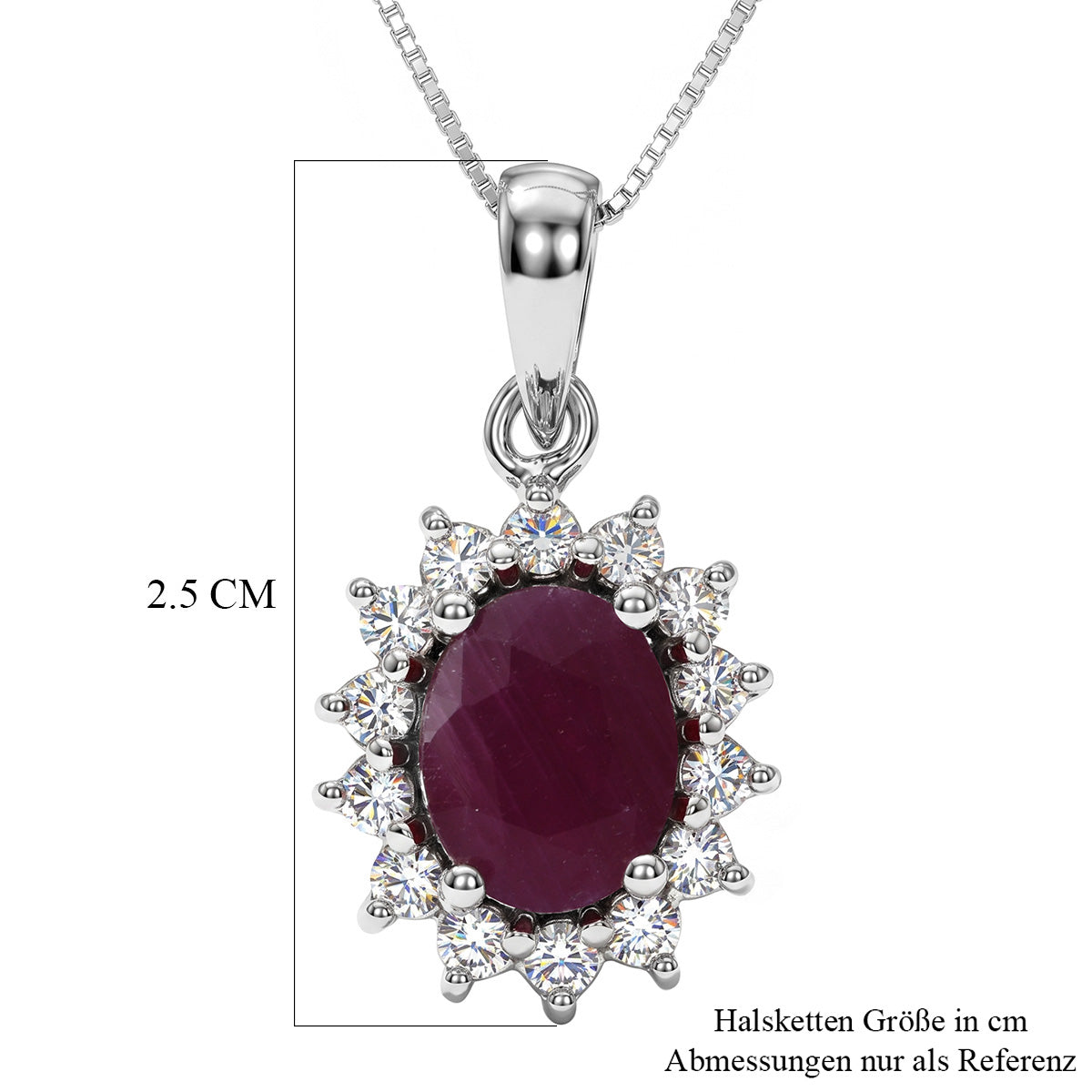 LUXURIANT DIAMOND - AA Burmesischer Rubin, Lab Grown Diamant Schmuckset ca. 45 cm 925 Silber Rhodiniert ca. 2,93 ct.