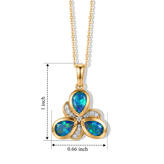 D'Joy Pfau Quarz Triplette, Weißer Zirkon Schmuckset ca. 50 cm 925 Silber 750 Vergoldet ca. 2.66 ct