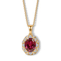 LUXURIANT DIAMOND - AAA Lab Grown Rubin, Weißer Zirkon Schmuckset ca. 50 cm 925 Silber 750 Gelbgold vermeil ca. 2,86 ct.