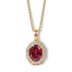 LUXURIANT DIAMOND - AAA Lab Grown Rubin, Weißer Zirkon Schmuckset ca. 50 cm 925 Silber 750 Gelbgold vermeil ca. 2,86 ct.