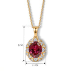 LUXURIANT DIAMOND - AAA Lab Grown Rubin, Weißer Zirkon Schmuckset ca. 50 cm 925 Silber 750 Gelbgold vermeil ca. 2,86 ct.