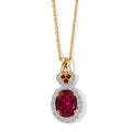 LUXURIANT DIAMOND - AAA Lab Grown Rubin, Mosambik Granat Schmuckset ca. 50 cm 925 Silber Gold ca. 3,19 ct.