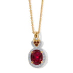 LUXURIANT DIAMOND - AAA Lab Grown Rubin, Mosambik Granat Schmuckset ca. 50 cm 925 Silber Gold ca. 3,19 ct.