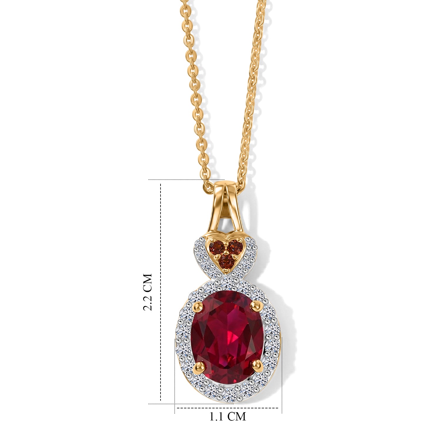 LUXURIANT - AAA Lab Grown Rubin, Mosambik Granat Schmuckset ca. 50 cm 925 Silber Gold ca. 3.19 ct