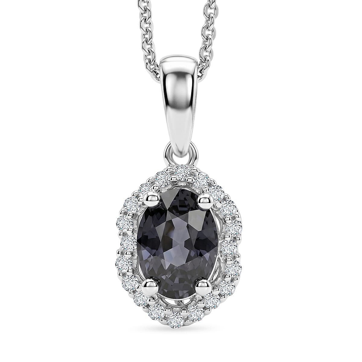 D'Joy AA Platin-Spinell, Moissanit AGI zertifiziert Schmuckset ca. 45 cm 925 Silber Rhodiniert ca. 1,08 ct.