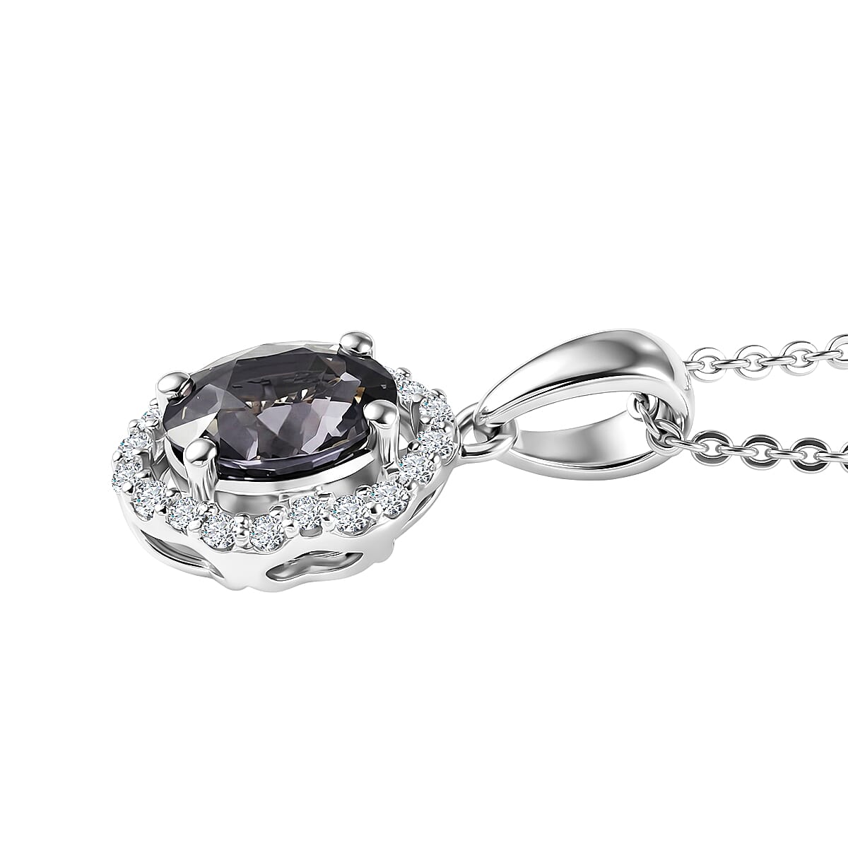 D'Joy AA Platin-Spinell, Moissanit AGI zertifiziert Schmuckset ca. 45 cm 925 Silber Rhodiniert ca. 1,08 ct.