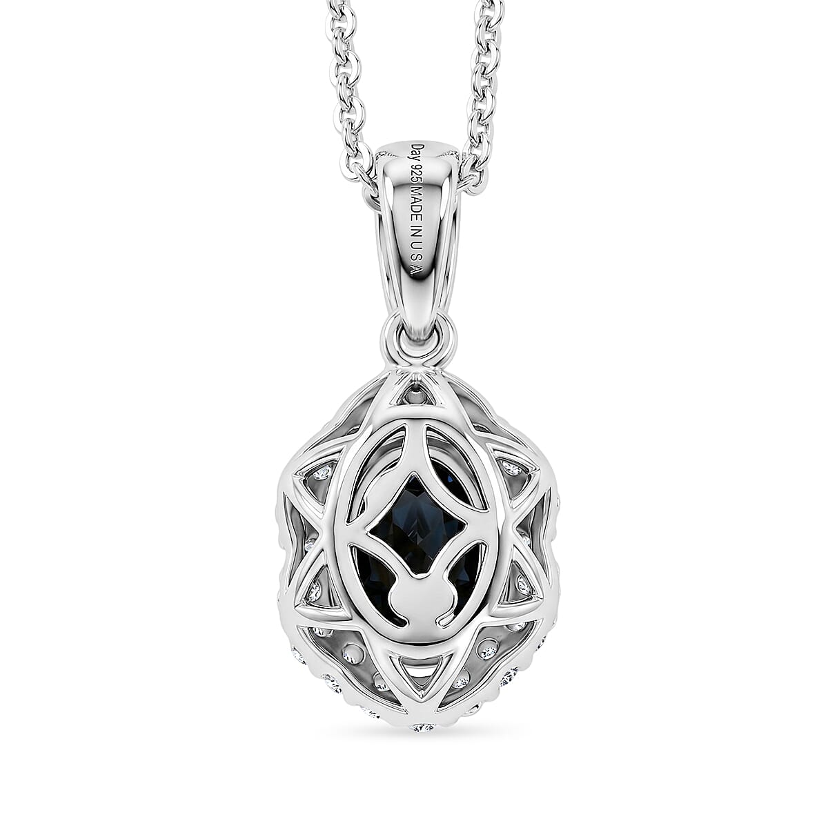 D'Joy AA Platin-Spinell, Moissanit AGI zertifiziert Schmuckset ca. 45 cm 925 Silber Rhodiniert ca. 1,08 ct.