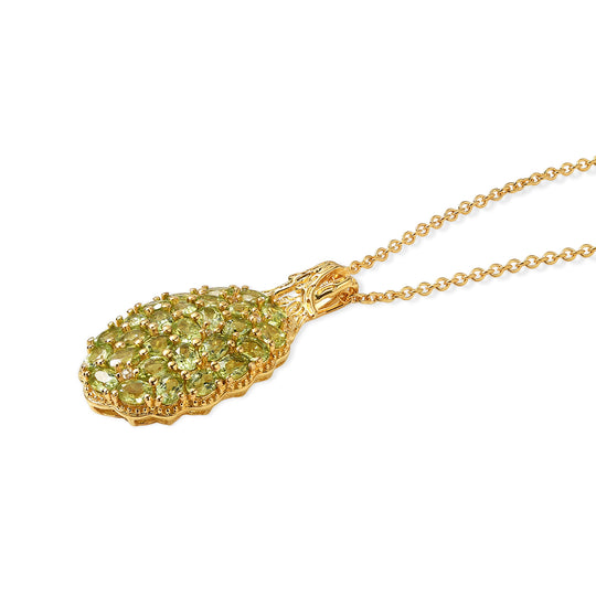 EverTrue Multi-Edelstein und Zirkon Cluster Bronze-Anhänger mit 50cm Edelstahl-Kette - 5,20 ct.