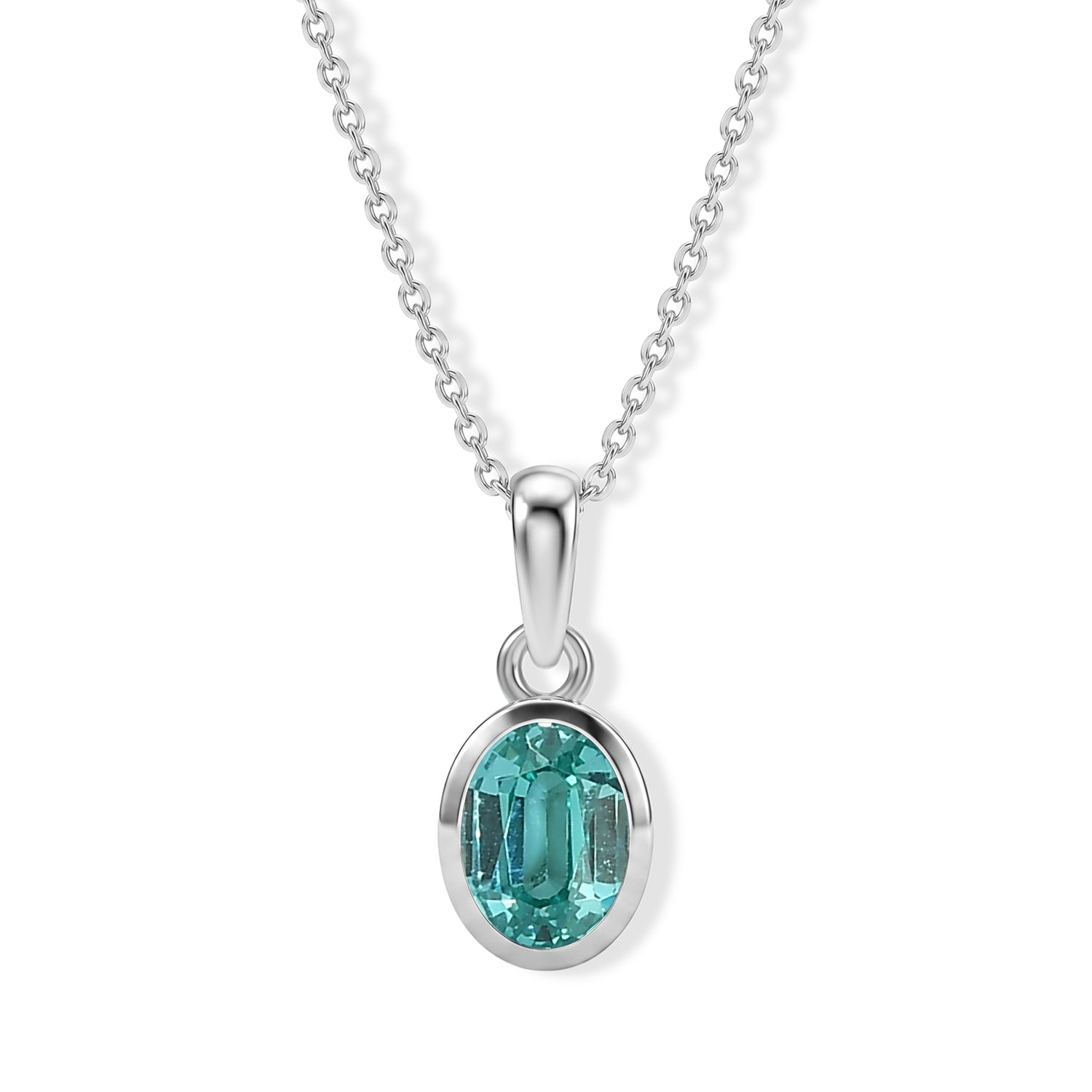 D'Joy AA Labor Paraiba Yag Solitär Anhänger mit 50cm Kette, 925 Silber rhodiniert - 1,42 ct.