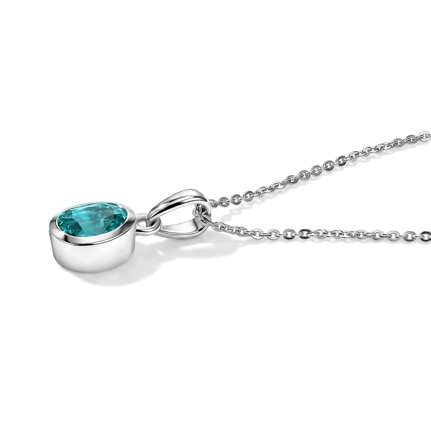 D'Joy AA Labor Paraiba Yag Solitär Anhänger mit 50cm Kette, 925 Silber rhodiniert - 1,42 ct.