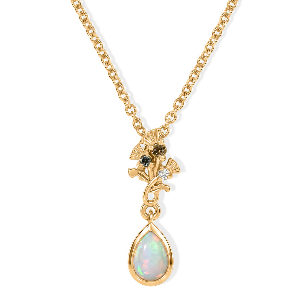 EVER TRUE AA Natürlicher, äthiopischer Welo Opal, Gelber Saphir Schmuckset ca. 50 cm ca. 0,58 ct.